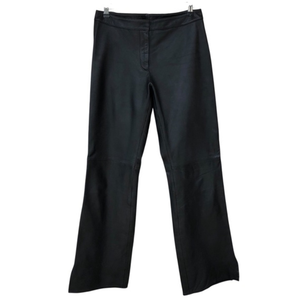 Cache Women’s Leather Black Straight Leg Zipper Closure Pants L